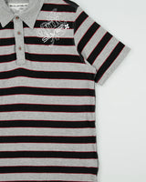 Vintage Y2K 00s Quiksilver Striped Exposed Hem Short Sleeve Polo Shirt - L