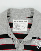 Vintage Y2K 00s Quiksilver Striped Exposed Hem Short Sleeve Polo Shirt - L