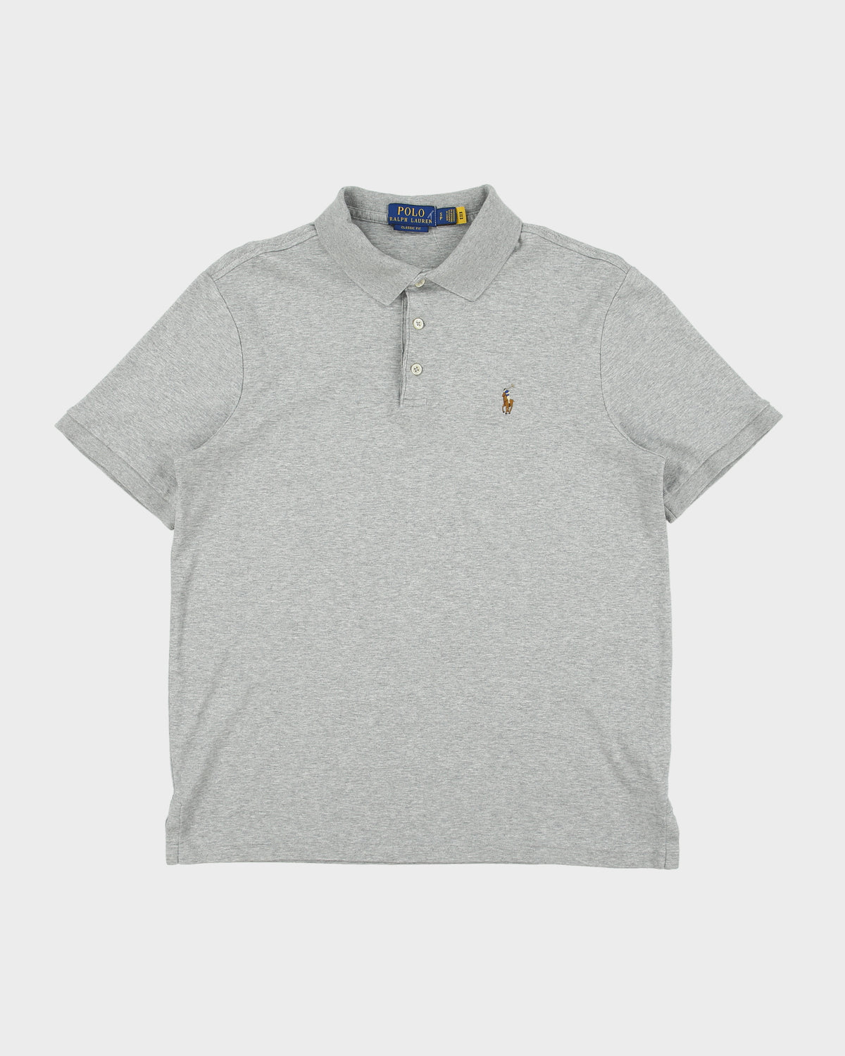 Vintage Polo Ralph Lauren Grey Marl Classic Fit Short Sleeve Polo Shirt - S