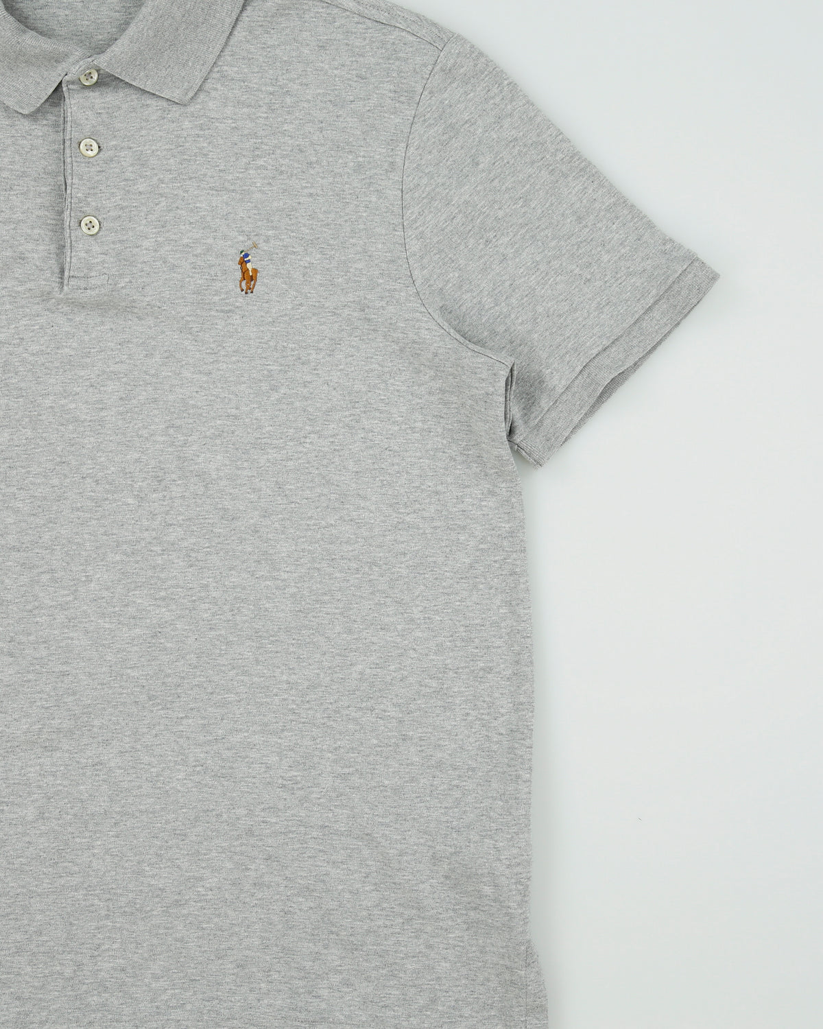 Vintage Polo Ralph Lauren Grey Marl Classic Fit Short Sleeve Polo Shirt - S