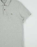 Vintage Burberry Brit Grey Marl Nova Check Placket Short Sleeve Polo Shirt - XL