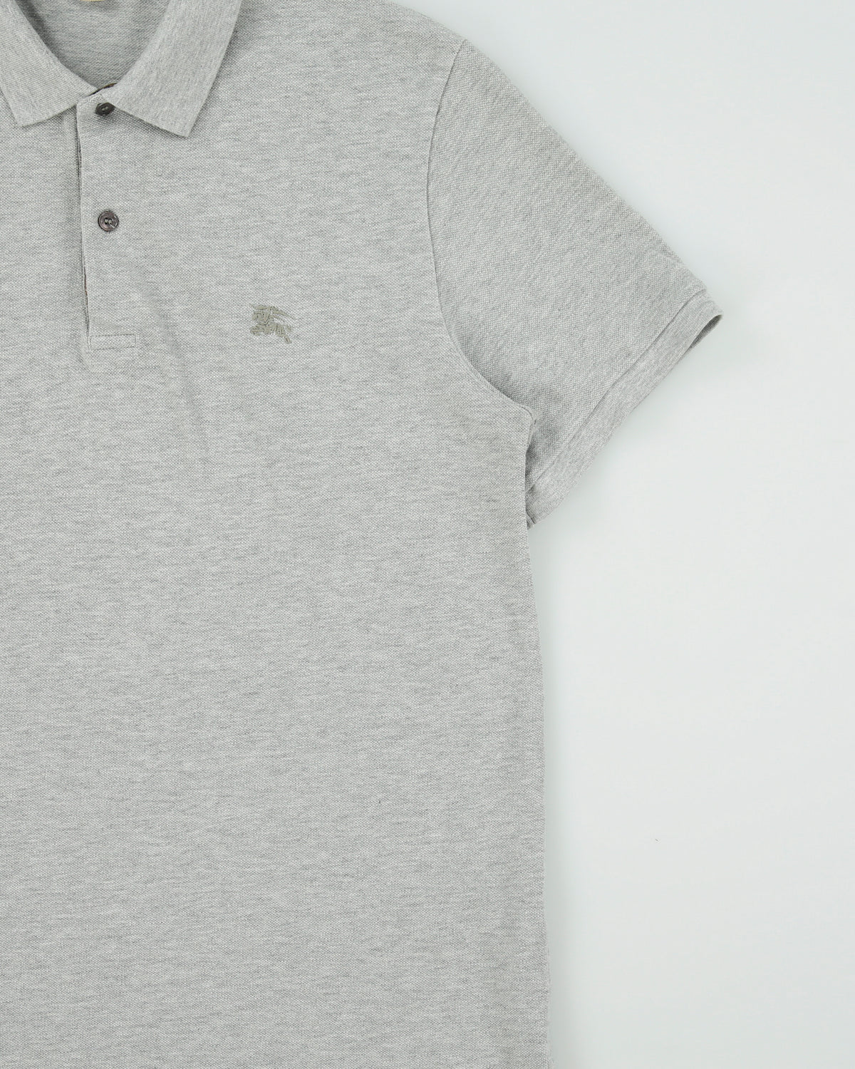 Vintage Burberry Brit Grey Marl Nova Check Placket Short Sleeve Polo Shirt - XL