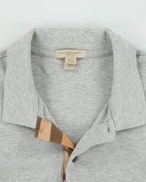 Vintage Burberry Brit Grey Marl Nova Check Placket Short Sleeve Polo Shirt - XL