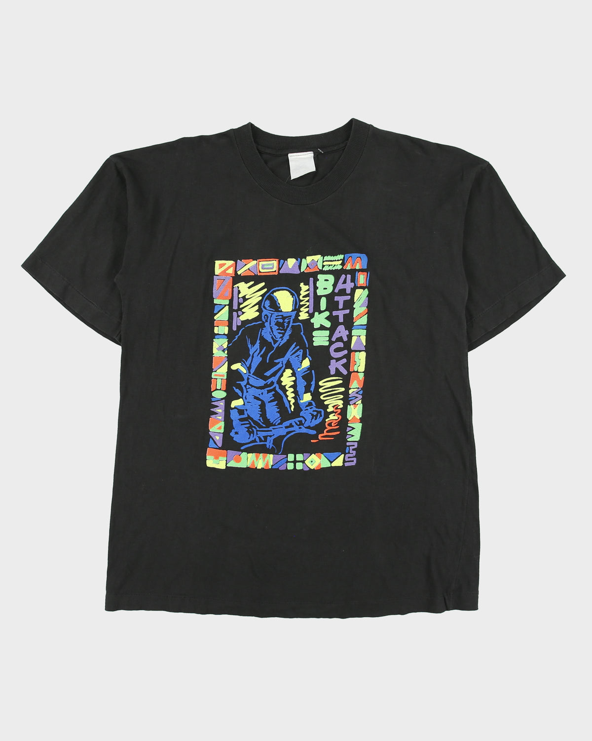 Vintage 1990s Bike Attack Heavyweight Single Stitch Made In America Crewneck T-Shirt - L