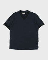 Vintage Armani Collezioni Heavyweight Ribbed V-Neck Ringer T-Shirt - L