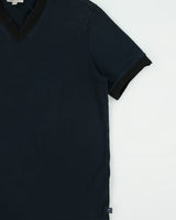 Vintage Armani Collezioni Heavyweight Ribbed V-Neck Ringer T-Shirt - L