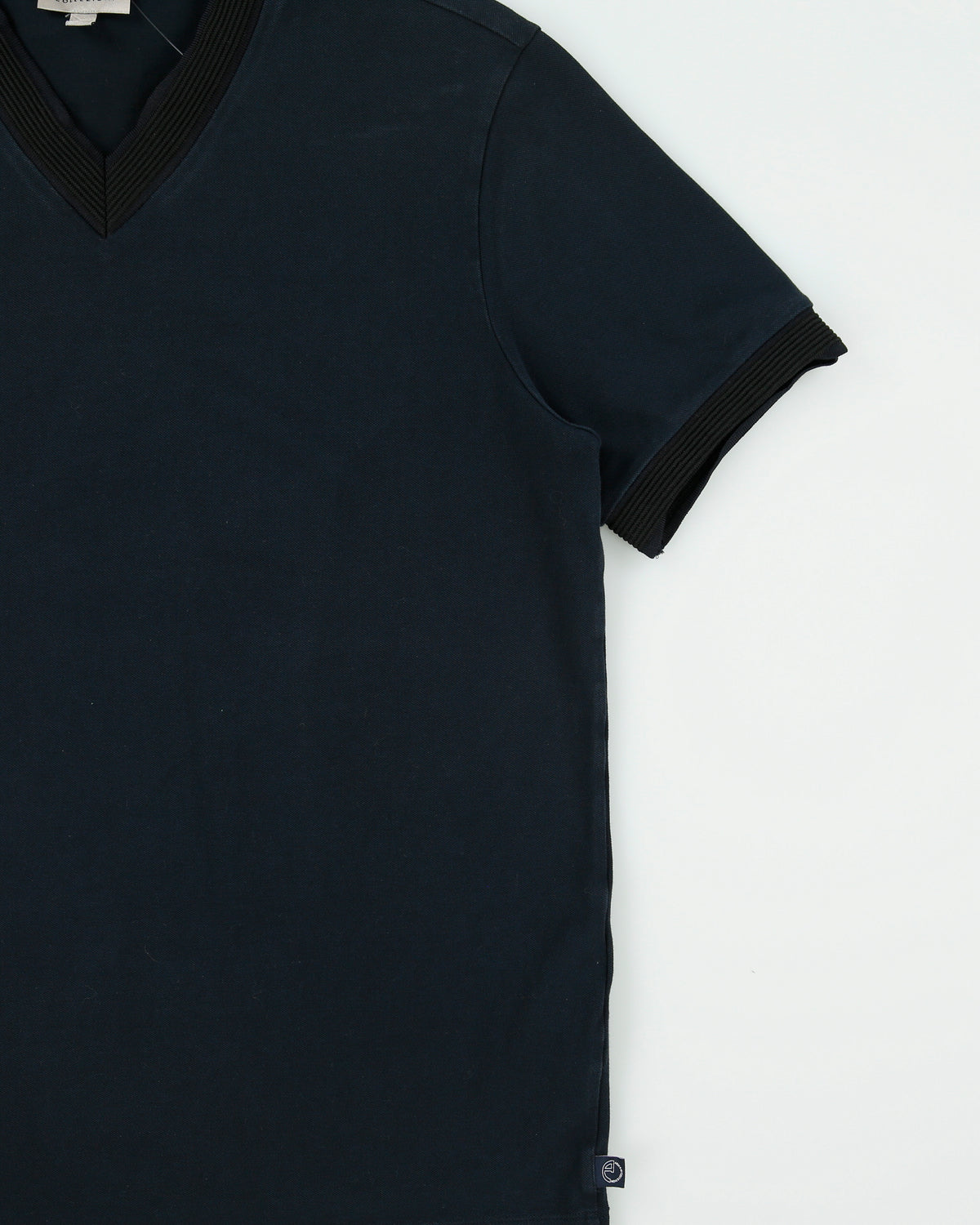 Vintage Armani Collezioni Heavyweight Ribbed V-Neck Ringer T-Shirt - L