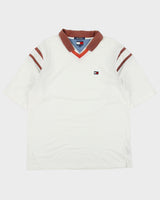Vintage 2001 Y2K Tommy Jeans Heavyweight Ribbed V-Neck Polo-Shirt - XL