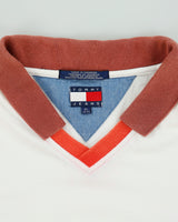 Vintage 2001 Y2K Tommy Jeans Heavyweight Ribbed V-Neck Polo-Shirt - XL