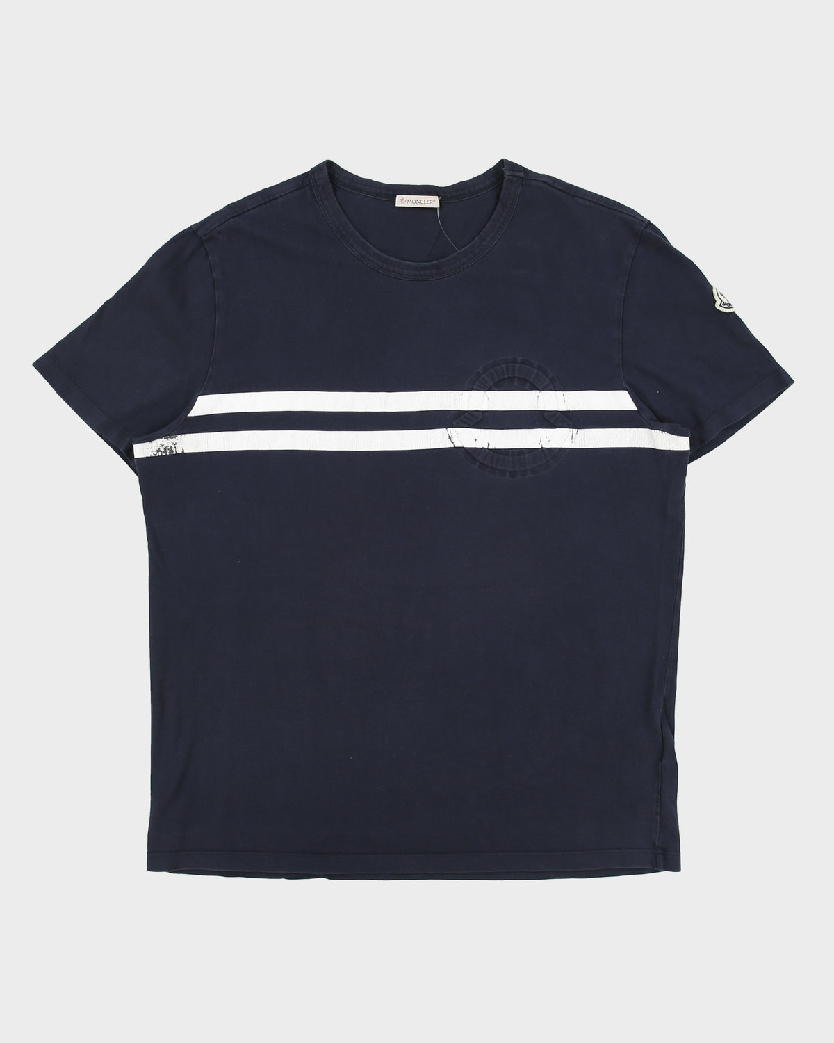 S/S 2020 Moncler Heavyweight Striped Logo Crewneck T-Shirt - XL