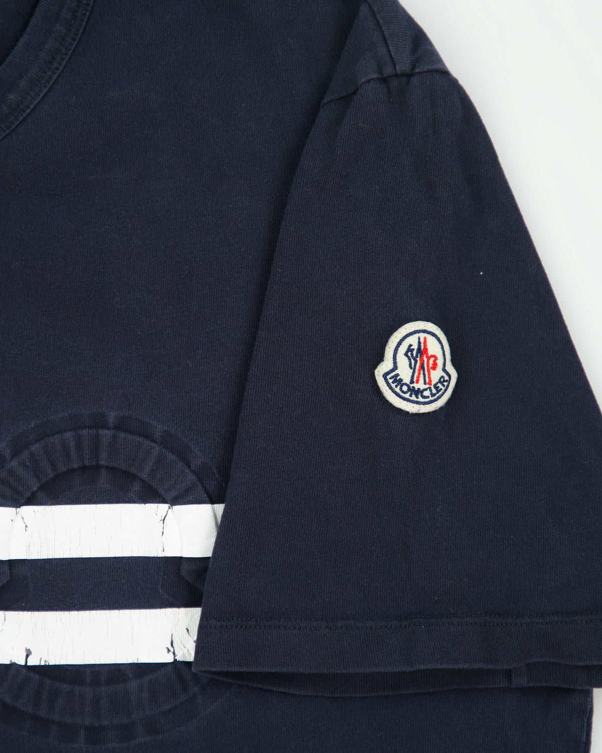 S/S 2020 Moncler Heavyweight Striped Logo Crewneck T-Shirt - XL