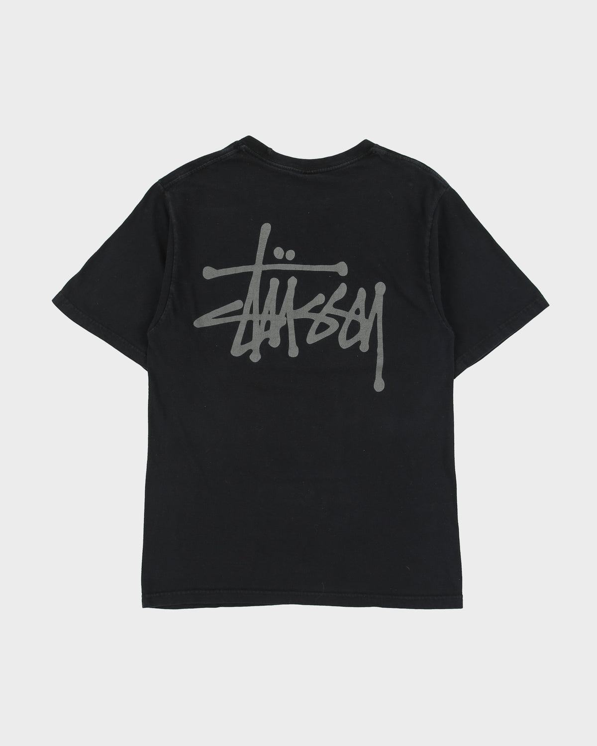 Vintage Stussy Stock Logo Heavyweight Crewneck T-Shirt - S