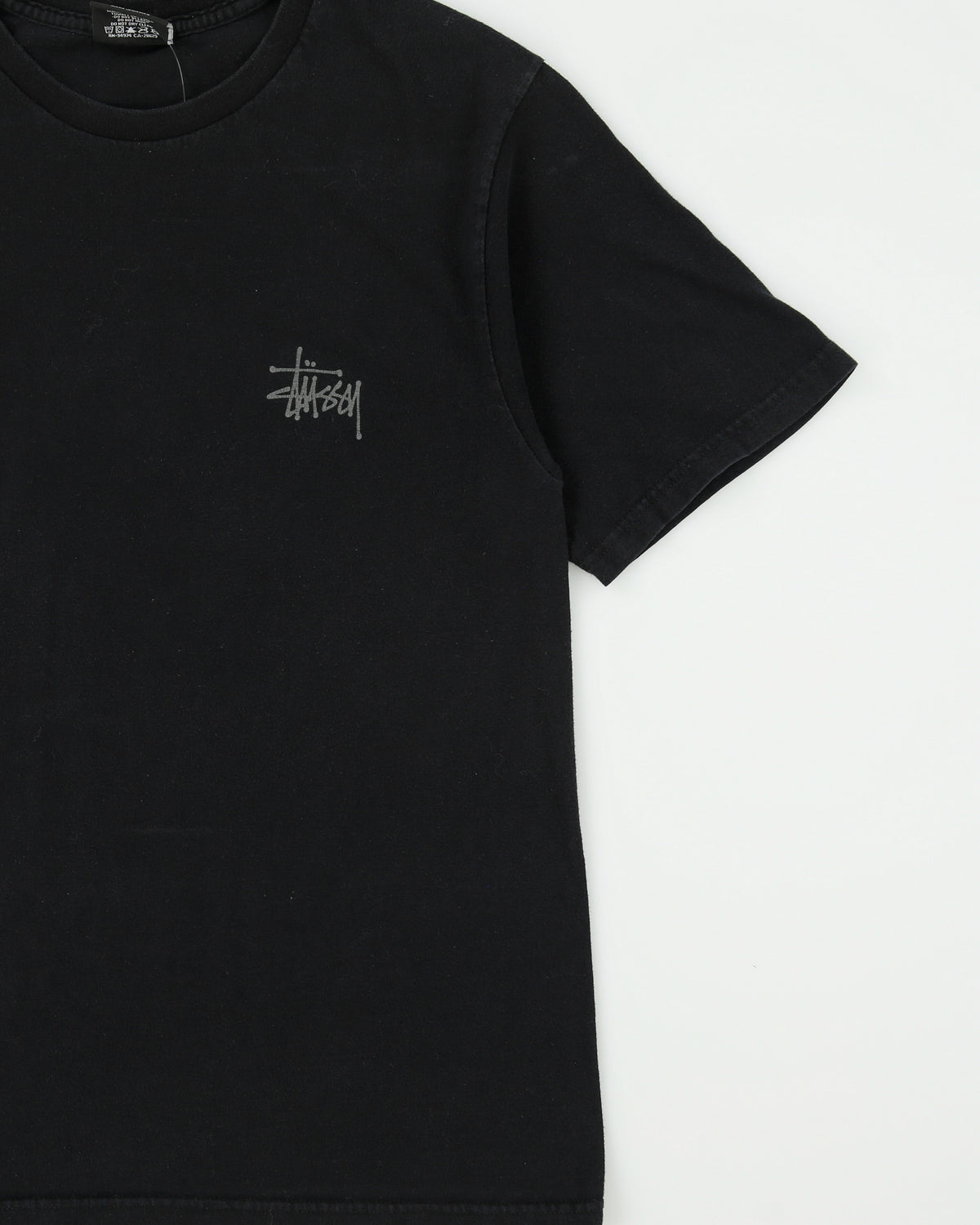 Vintage Stussy Stock Logo Heavyweight Crewneck T-Shirt - S