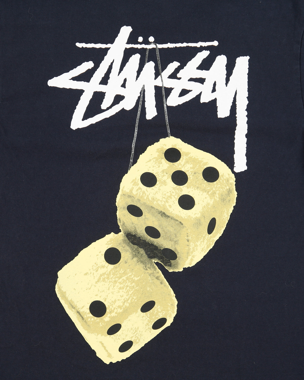Vintage Stussy Fuzzy Dice Logo Heavyweight Crewneck T-Shirt - M
