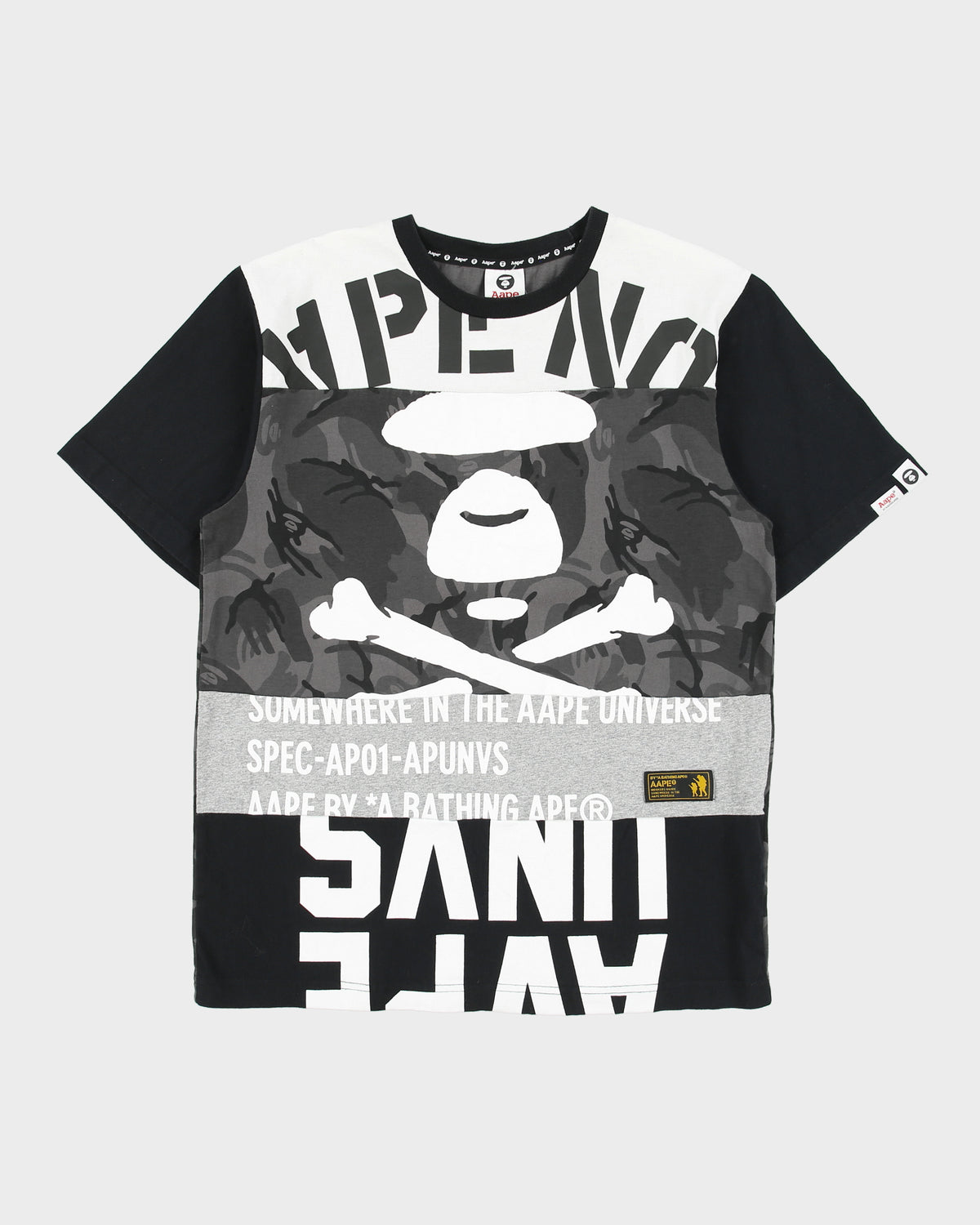 Aape By A Bathing Ape Heavyweight Stitch Split Camo Crossbones Crewneck T-Shirt - M