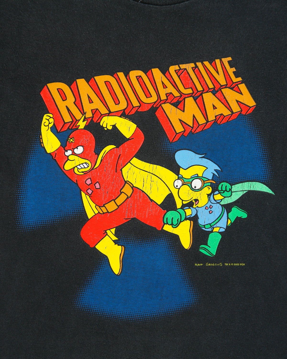 Vintage 2002 The Simpsons Radioactive Man Heavyweight Made In America Crewneck T-Shirt - S