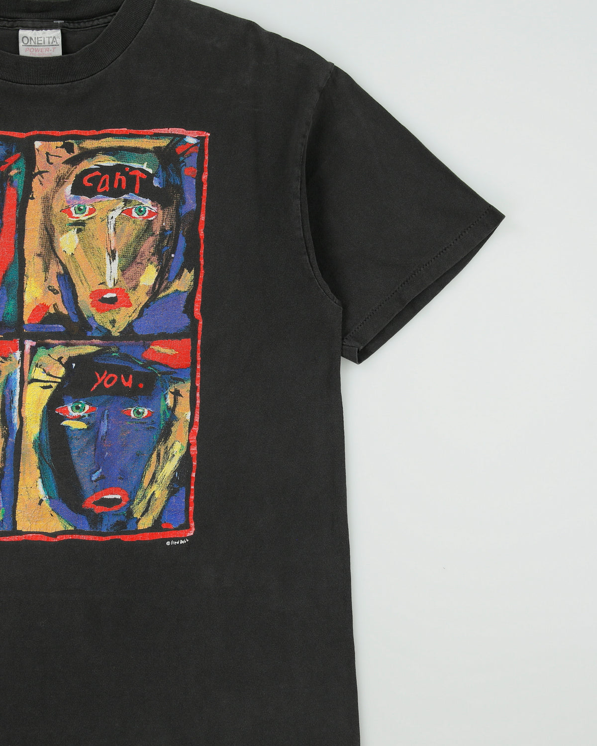 Vintage 1991 Fred Dabb 'Art Can't Hurt You' Heavyweight Oneita Power-T Single Stitch Made In USA Crewneck T-Shirt - XL