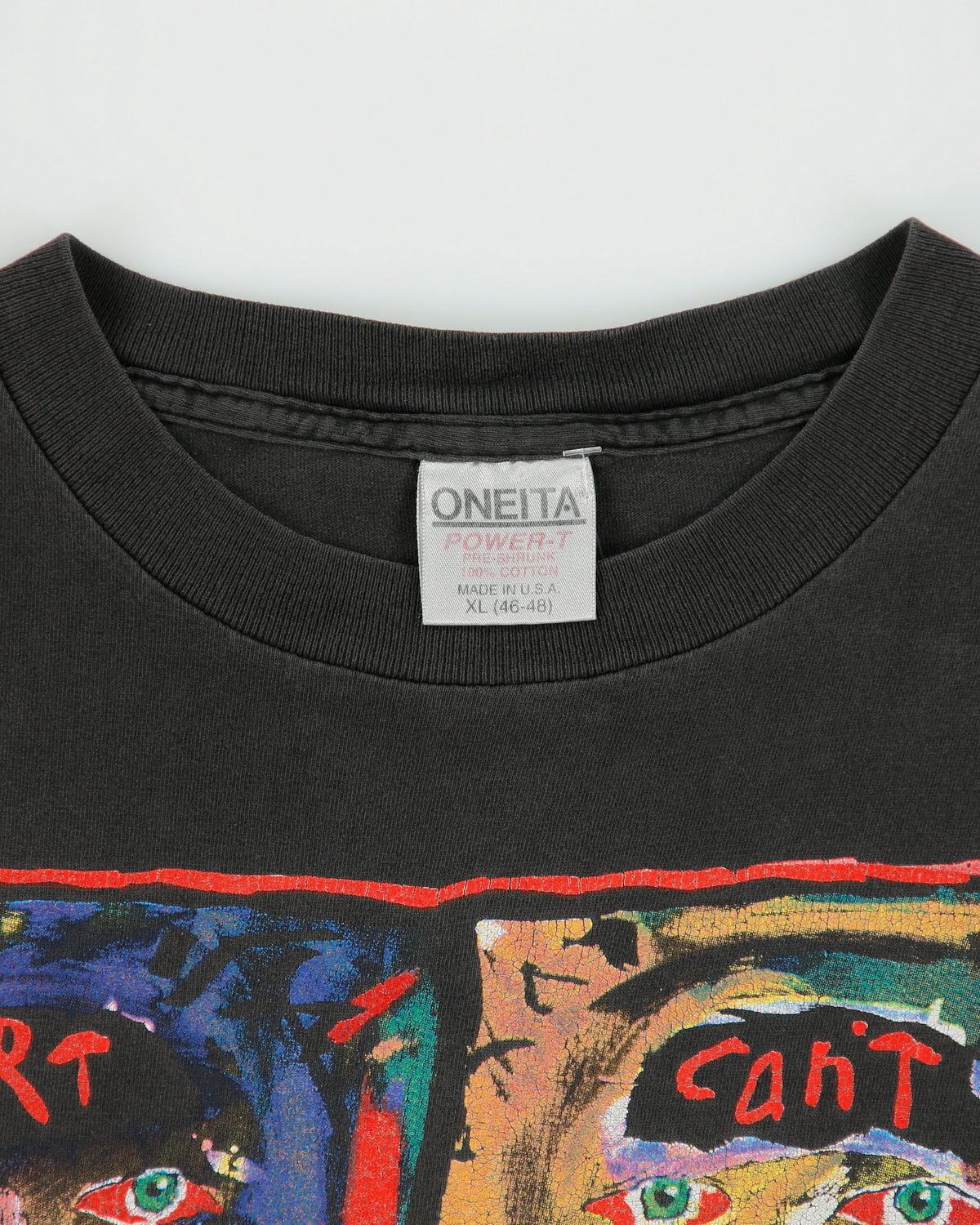 Vintage 1991 Fred Dabb 'Art Can't Hurt You' Heavyweight Oneita Power-T Single Stitch Made In USA Crewneck T-Shirt - XL