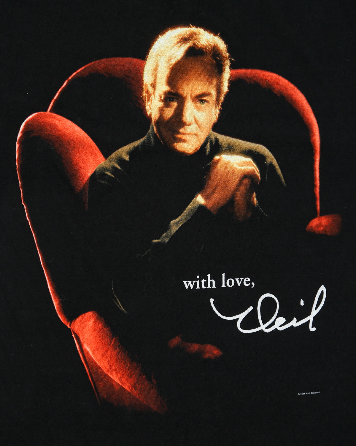 Vintage 1998 Neil Diamond 'With Love' World Tour Heavyweight Murina Made In USA Crewneck T-Shirt - L