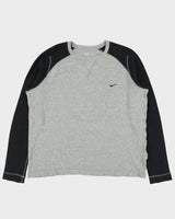 Vintage Y2K 00s Nike Ath Dept. Heavyweight Boxy Crewneck Long Sleeve Waffle T-Shirt - L