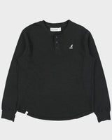 Vintage Y2K 00s Kangol Heavyweight Crewneck Long Sleeve Henley Waffle T-Shirt - XL