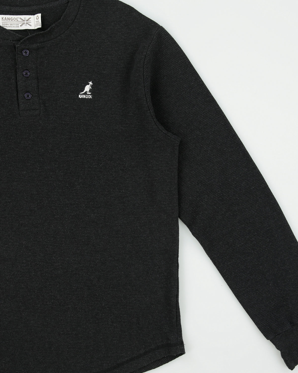 Vintage Y2K 00s Kangol Heavyweight Crewneck Long Sleeve Henley Waffle T-Shirt - XL