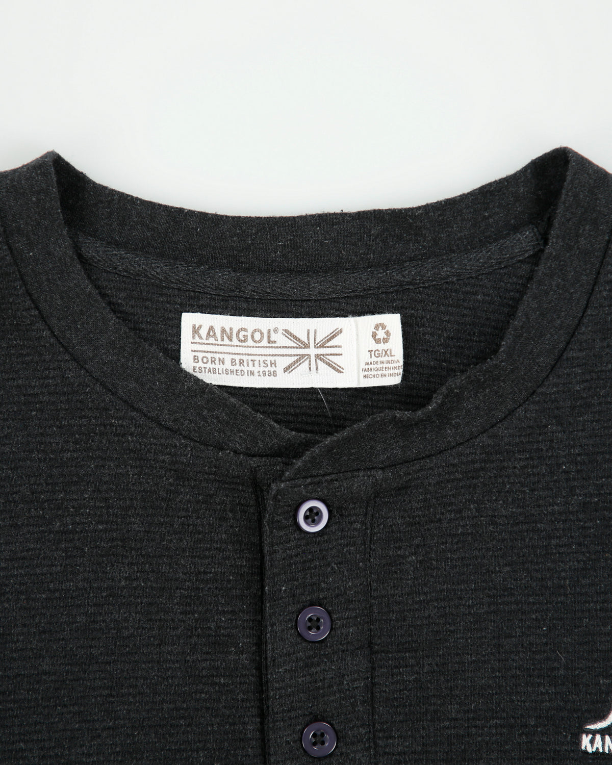 Vintage Y2K 00s Kangol Heavyweight Crewneck Long Sleeve Henley Waffle T-Shirt - XL
