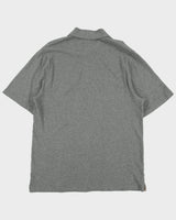 Vintage Y2K 00s Burberry Grey Marl Knight Nova Check Placket Short Sleeve Polo Shirt - L
