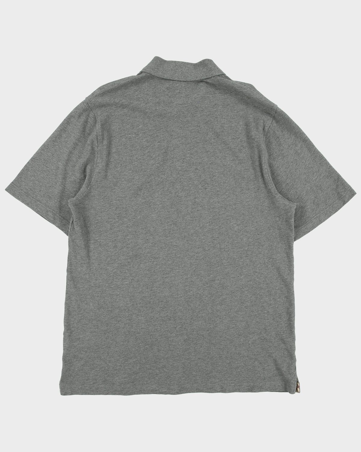 Vintage Y2K 00s Burberry Grey Marl Knight Nova Check Placket Short Sleeve Polo Shirt - L