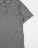 Vintage Y2K 00s Burberry Grey Marl Knight Nova Check Placket Short Sleeve Polo Shirt - L