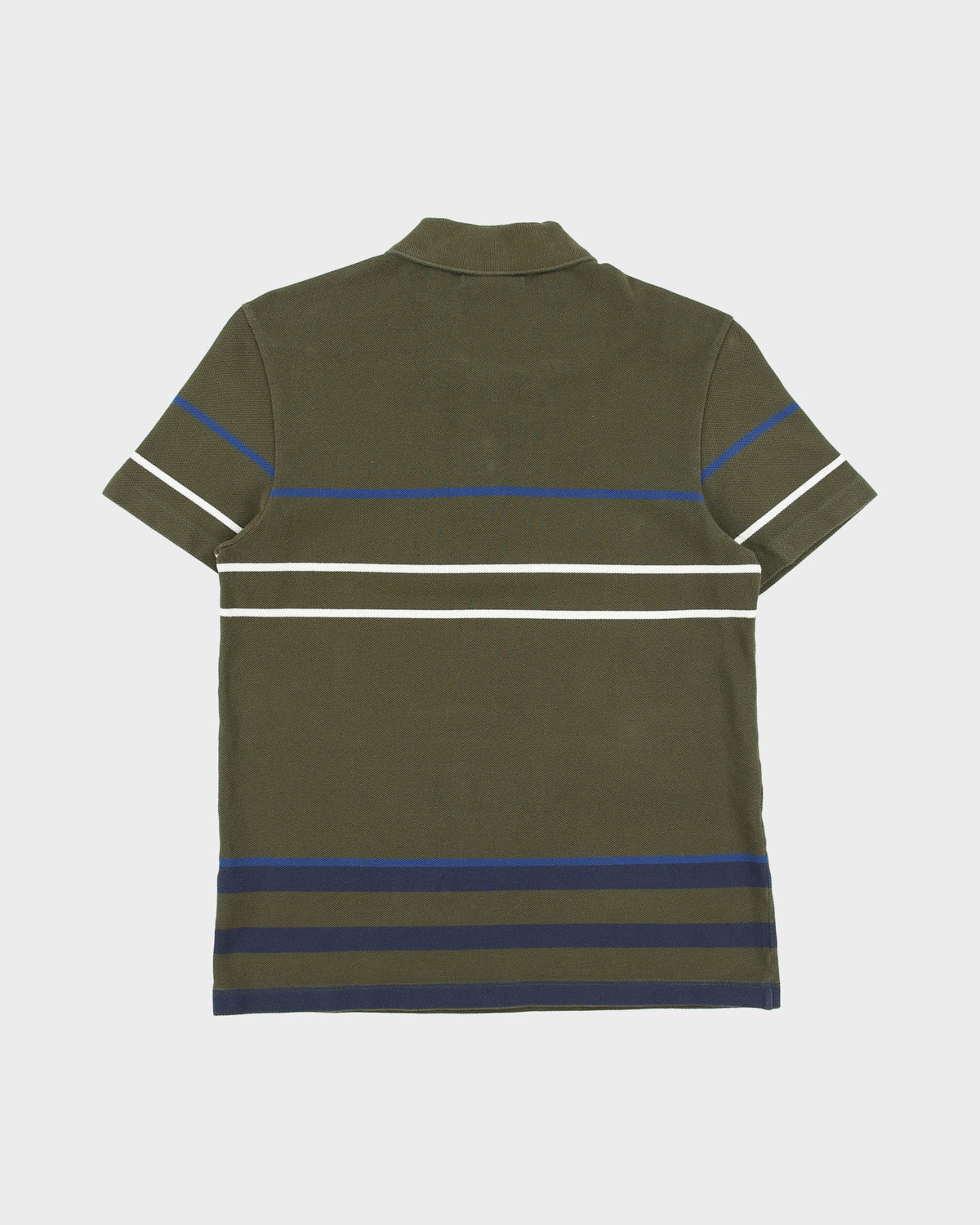 Vintage Lacoste Khaki Striped Classic Pique Regular Fit Short Sleeve Polo Shirt - S