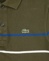 Vintage Lacoste Khaki Striped Classic Pique Regular Fit Short Sleeve Polo Shirt - S