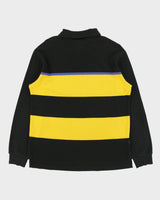 Vintage 1990s Polo Sport Ralph Lauren Striped Snap Button Long Sleeve Waffle Polo Shirt - L