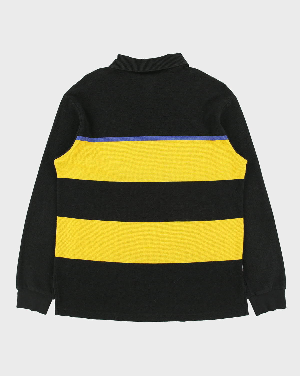 Vintage 1990s Polo Sport Ralph Lauren Striped Snap Button Long Sleeve Waffle Polo Shirt - L