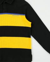 Vintage 1990s Polo Sport Ralph Lauren Striped Snap Button Long Sleeve Waffle Polo Shirt - L