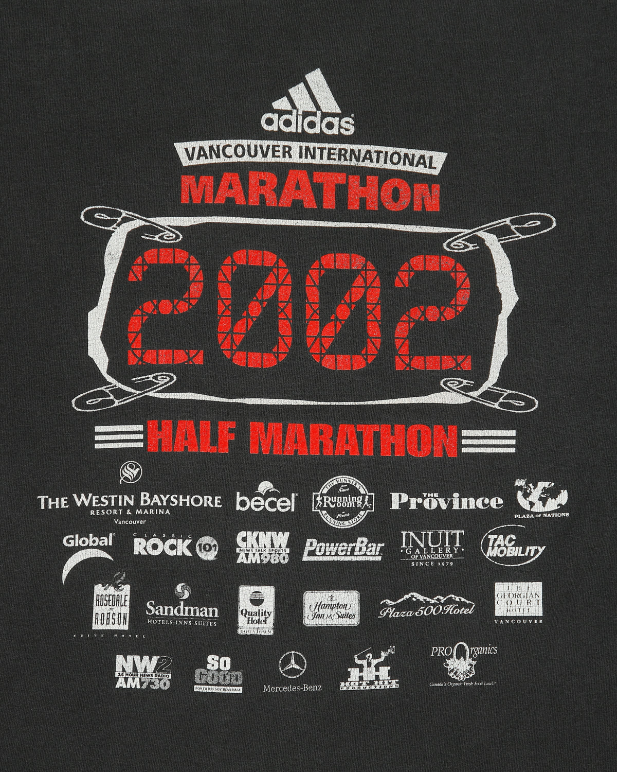 Vintage Y2K 2002 Adidas Vancouver International Marathon Heavyweight Made In America Crewneck T-Shirt - M