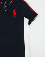 Vintage Polo Ralph Lauren Big Pony Striped Classic Fit Short Sleeve Polo Shirt - L