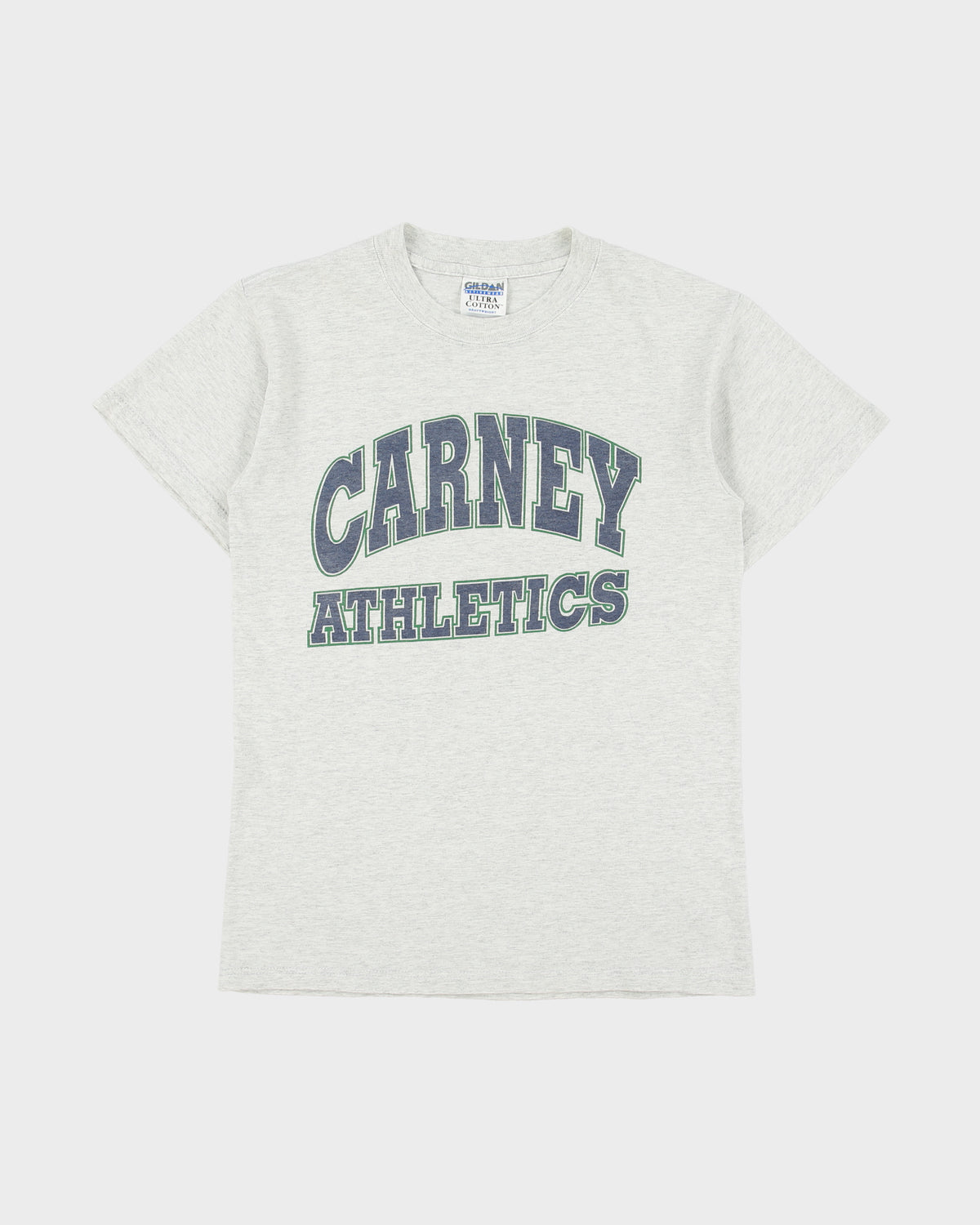 Vintage 1999 Carney Athletics Grey Marl Heavyweight Gildan Ultra Made In America Varsity Crewneck T-Shirt - M