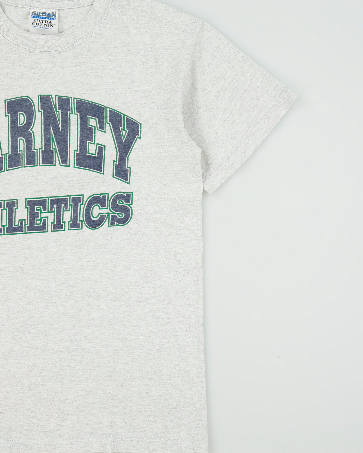 Vintage 1999 Carney Athletics Grey Marl Heavyweight Gildan Ultra Made In America Varsity Crewneck T-Shirt - M