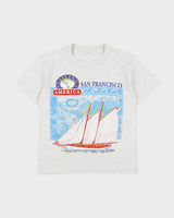 Vintage 1992 Sailing America San Francisco Heavyweight Marl Grey Single Stitch Made In USA Boxy Crewneck T-Shirt - M