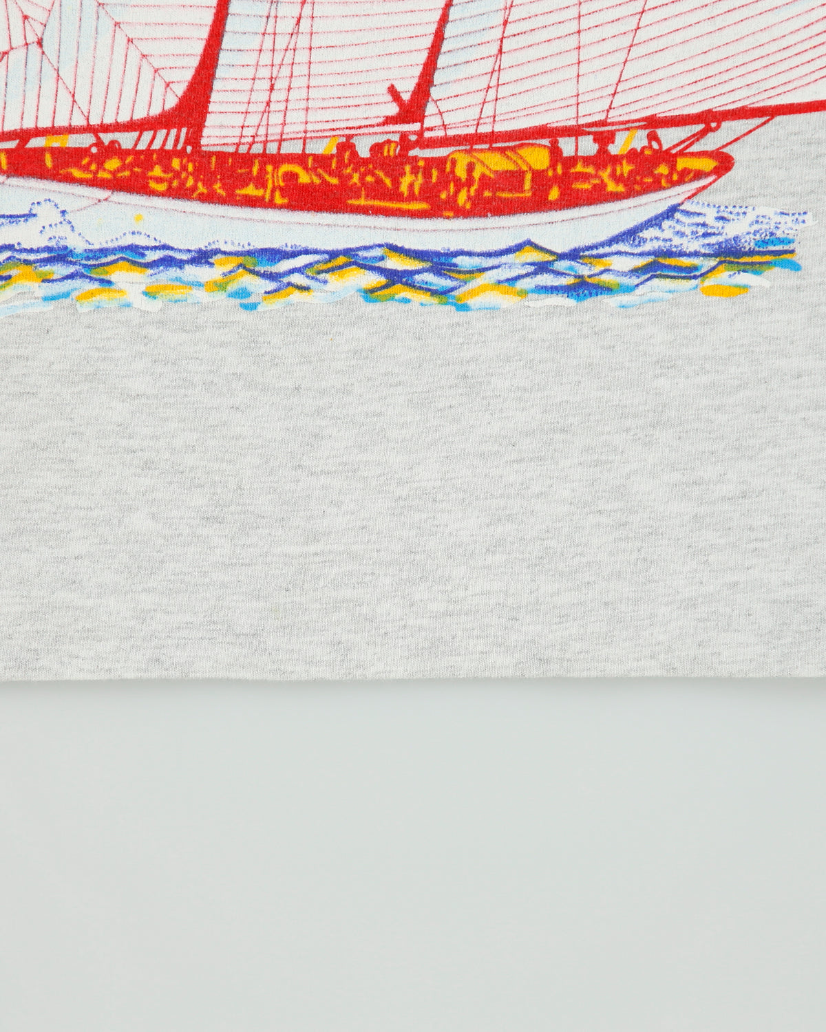 Vintage 1992 Sailing America San Francisco Heavyweight Marl Grey Single Stitch Made In USA Boxy Crewneck T-Shirt - M