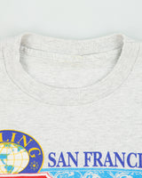 Vintage 1992 Sailing America San Francisco Heavyweight Marl Grey Single Stitch Made In USA Boxy Crewneck T-Shirt - M