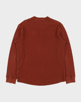 Vintage Eddie Bauer Rusty Brown Heavyweight Crewneck Long Sleeve Henley Waffle T-Shirt - M