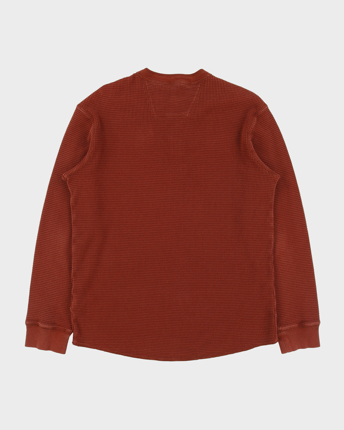Vintage Eddie Bauer Rusty Brown Heavyweight Crewneck Long Sleeve Henley Waffle T-Shirt - M