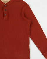 Vintage Eddie Bauer Rusty Brown Heavyweight Crewneck Long Sleeve Henley Waffle T-Shirt - M