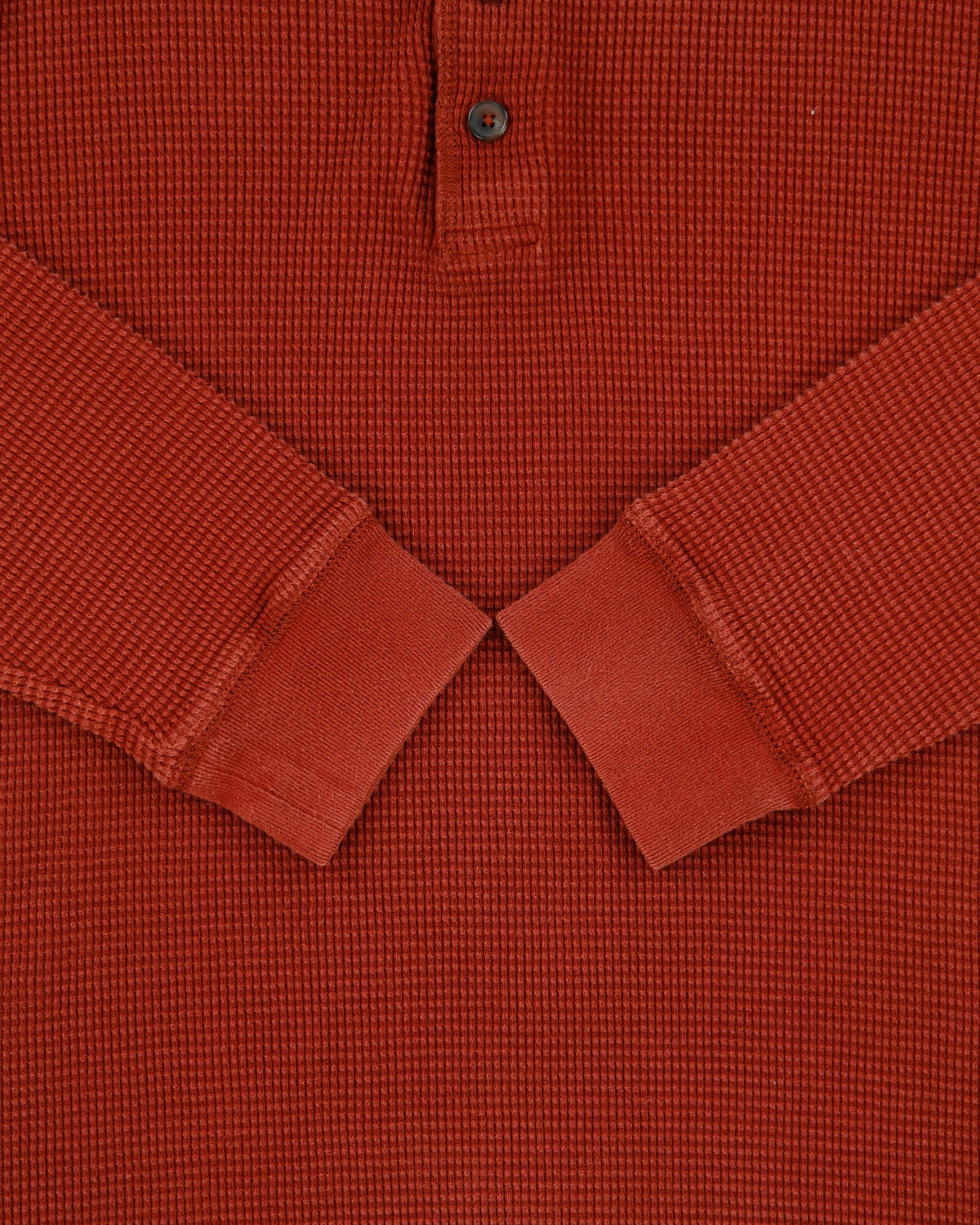 Vintage Eddie Bauer Rusty Brown Heavyweight Crewneck Long Sleeve Henley Waffle T-Shirt - M