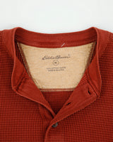 Vintage Eddie Bauer Rusty Brown Heavyweight Crewneck Long Sleeve Henley Waffle T-Shirt - M