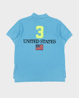 Vintage Y2K 00s Polo Ralph Lauren Aqua Big Pony USA Custom Fit Short Sleeve Polo Shirt - L