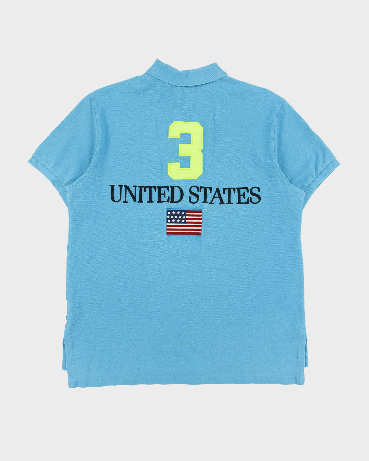 Vintage Y2K 00s Polo Ralph Lauren Aqua Big Pony USA Custom Fit Short Sleeve Polo Shirt - L