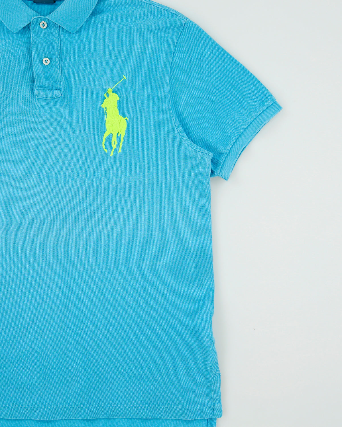 Vintage Y2K 00s Polo Ralph Lauren Aqua Big Pony USA Custom Fit Short Sleeve Polo Shirt - L